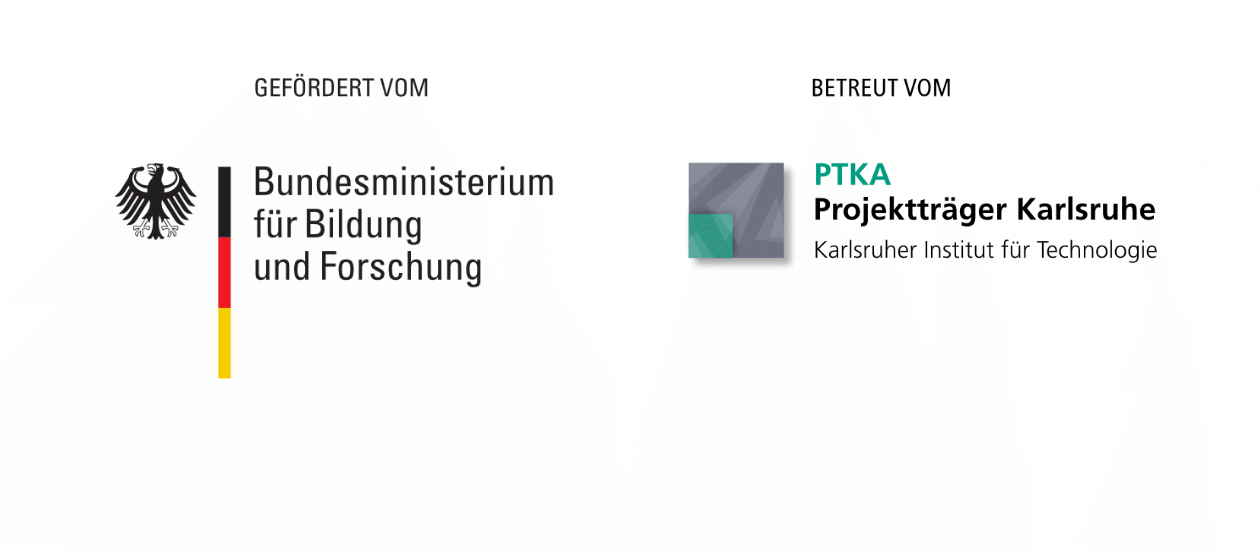 Logos der Förderer BMBF und PTKA (KIT)